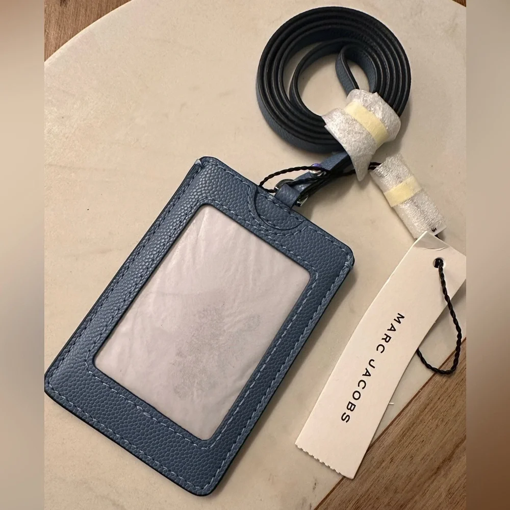 NWT! NEW! Marc Jacobs Slate Blue Card Holder with Lanyard -Unisex